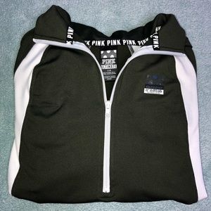 PINK army green half zip pullover